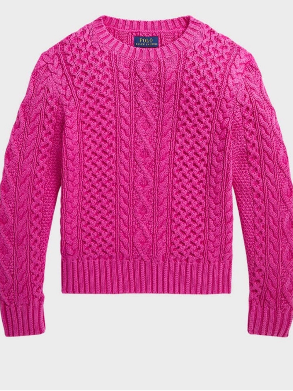 Polo by Ralph Lauren Pink Cable Knit Crewneck Sweater Small